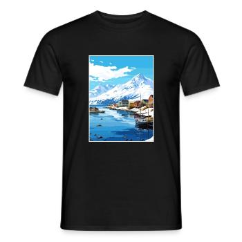 Dutch Harbor Alaska Vintage Reiseposter Souvenir - Männer T-Shirt - Schwarz - Vorne - AI Model Male 178 light (178cm)