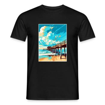 Cocoa Beach Florida Vintage Reiseposter Souvenir - Männer T-Shirt - Schwarz - Vorne - AI Model Male 178 light (178cm)