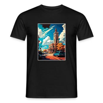 Stockton en Californie Vintage voyage affiche Souvenir - T-shirt homme - noir - Devant - AI Model Male 178 light (178cm)