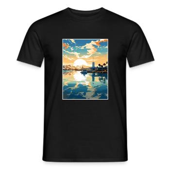 Pearl Harbor Hawaii Vintage Reiseposter Souvenir - Männer T-Shirt - Schwarz - Vorne - AI Model Male 178 light (178cm)