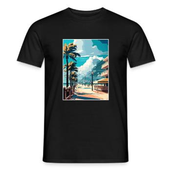 South Beach Floride Vintage voyage affiche Souvenir - T-shirt homme - noir - Devant - AI Model Male 178 light (178cm)