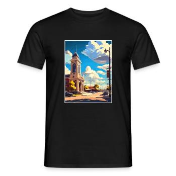 Stockton en Californie Vintage voyage affiche Souvenir - T-shirt homme - noir - Devant - AI Model Male 178 light (178cm)
