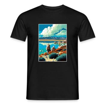 Mono Lake California Vintage Travel Poster WPA Art - Men's T-Shirt - black - Front - AI Model Male 178 light (178cm)