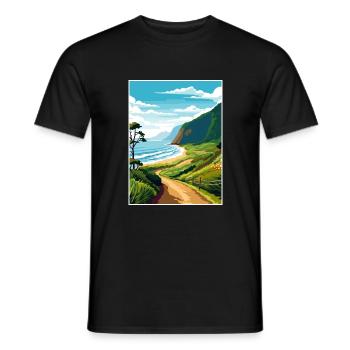 Waipio Valley Hawaï Vintage voyage affiche WPA Art - T-shirt homme - noir - Devant - AI Model Male 178 light (178cm)