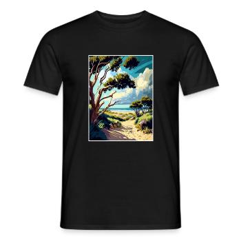 Carpinteria préserver Vintage voyage affiche WPA Art - T-shirt homme - noir - Devant - AI Model Male 178 light (178cm)