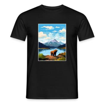 Île de Kodiak Alaska Vintage voyage affiche WPA Art - T-shirt homme - noir - Devant - AI Model Male 178 light (178cm)