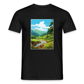 Waimea Valley Hawaï Vintage voyage affiche WPA Art - T-shirt homme - noir - Devant - AI Model Male 178 light (178cm)