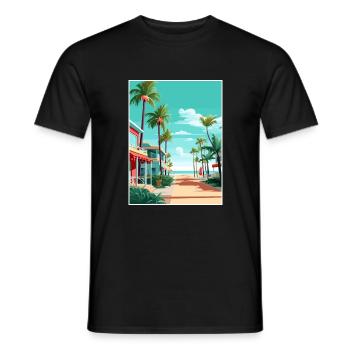 South Beach Texas Vintage voyage affiche Souvenir - T-shirt homme - noir - Devant - AI Model Male 178 light (178cm)