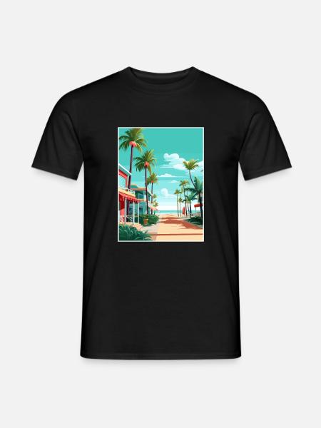 South Beach Texas Vintage Travel Poster Souvenir - Men's T-Shirt - black