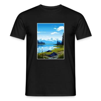 Kenai Lake Alaska Vintage Reiseposter Souvenir - Männer T-Shirt - Schwarz - Vorne - AI Model Male 178 light (178cm)