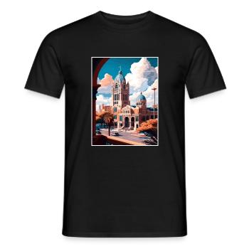 San Antonio Texas Vintage Travel Poster Souvenir - Men's T-Shirt - black - Front - AI Model Male 178 light (178cm)