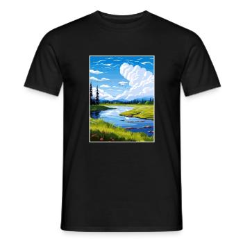 Chena Lake Alaska Vintage Reiseposter Souvenir - Männer T-Shirt - Schwarz - Vorne - AI Model Male 178 light (178cm)