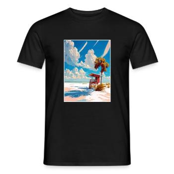 Siesta Key Florida Vintage Travel Poster Souvenir - Men's T-Shirt - black - Front - AI Model Male 178 light (178cm)
