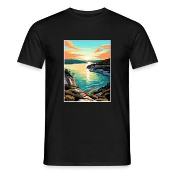 Lac Travis Texas Vintage voyage affiche Souvenir - T-shirt homme - noir - Devant - AI Model Male 178 light (178cm)