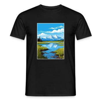 Lake Clark Alaska Vintage Travel Poster Souvenir - Men's T-Shirt - black - Front - AI Model Male 178 light (178cm)