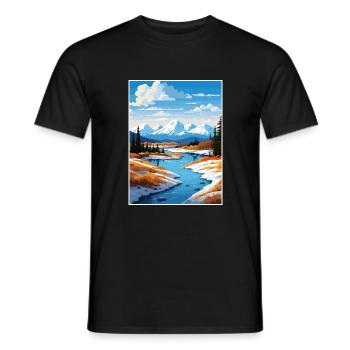 Twin Lakes Alaska Vintage Reiseposter Souvenir - Männer T-Shirt - Schwarz - Vorne - AI Model Male 178 light (178cm)