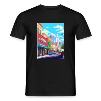 Austin Texas Vintage Voyage Poster WPA Souvenir - T-shirt homme - noir - Devant - AI Model Male 178 light (178cm)
