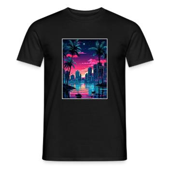 Miami Florida Vintage Reiseposter WPA Souvenir - Männer T-Shirt - Schwarz - Vorne - AI Model Male 178 light (178cm)