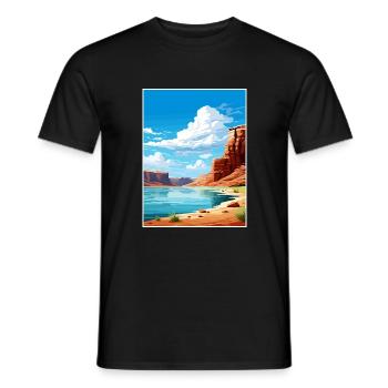 Lac Powell, Utah, Affiche de voyage vintage, souvenir - T-shirt homme - noir - Devant - AI Model Male 178 light (178cm)