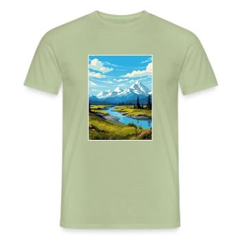 Chugach Alaska Vintage Voyage Poster WPA Souvenir - T-shirt homme - vert sauge - Devant - AI Model Male 178 light (178cm)