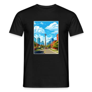 Calgary Kanada Vintage Reiseposter WPA Souvenir - Männer T-Shirt - Schwarz - Vorne - AI Model Male 178 light (178cm)