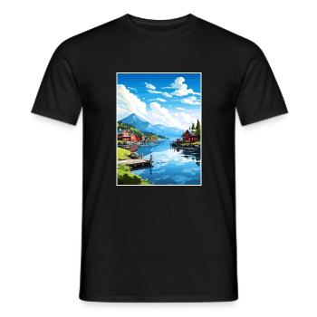 Wrangell Alaska Vintage Travel Poster WPA Souvenir - Men's T-Shirt - black - Front - AI Model Male 178 light (178cm)