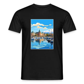 Victoria Canada Affiche de voyage vintage WPA Souvenir - T-shirt homme - noir - Devant - AI Model Male 178 light (178cm)