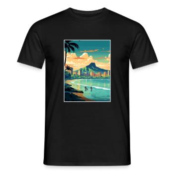 Honolulu Hawaii Vintage Reiseposter WPA Souvenir - Männer T-Shirt - Schwarz - Vorne - AI Model Male 178 light (178cm)