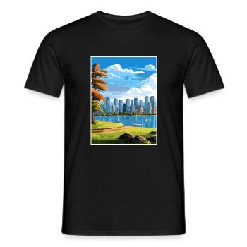 Vancouver Canada Vintage Travel Poster Souvenir - Men's T-Shirt - black - Front - AI Model Male 178 light (178cm)