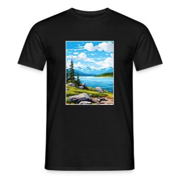Naknek Lake Alaska Vintage Reiseposter Souvenir - Männer T-Shirt - Schwarz - Vorne - AI Model Male 178 light (178cm)