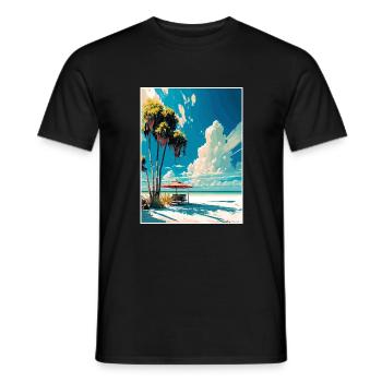 Siesta Key Florida Vintage Travel Poster Souvenir - Men's T-Shirt - black - Front - AI Model Male 178 light (178cm)