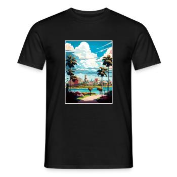 Boca Raton Floride Vintage voyage affiche Souvenir - T-shirt homme - noir - Devant - AI Model Male 178 light (178cm)