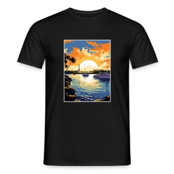 Pearl Harbor Hawaii Vintage Reiseposter Souvenir - Männer T-Shirt - Schwarz - Vorne - AI Model Male 178 light (178cm)