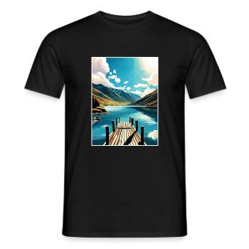 Nelson Lakes New Zealand Vintage Travel Poster WPA - Men's T-Shirt - black - Front - AI Model Male 178 light (178cm)