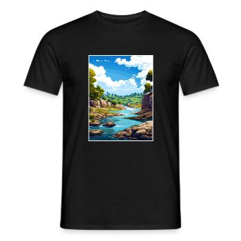 Katarakt Schlucht Australien Vintage Reiseposter WPA - Männer T-Shirt - Schwarz - Vorne - AI Model Male 178 light (178cm)