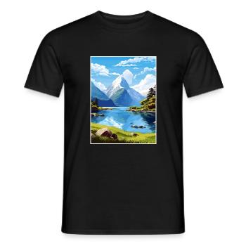 Milford Sound Neuseeland Vintage Reiseposter - Männer T-Shirt - Schwarz - Vorne - AI Model Male 178 light (178cm)