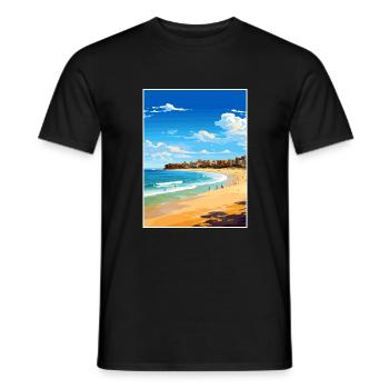 Bondi Beach Australia Vintage Travel Poster WPA - Men's T-Shirt - black - Front - AI Model Male 178 light (178cm)