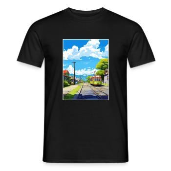 Shantytown Nouvelle-Zélande Vintage voyage affiche WPA - T-shirt homme - noir - Devant - AI Model Male 178 light (178cm)