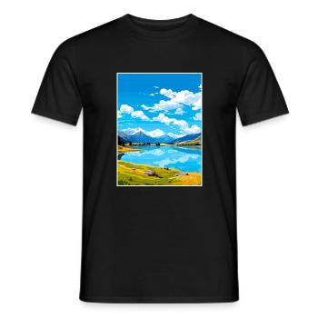 Lake Hayes Neuseeland Vintage Reiseposter WPA - Männer T-Shirt - Schwarz - Vorne - AI Model Male 178 light (178cm)