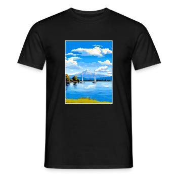 Lake Taupo Neuseeland Vintage Reiseposter WPA - Männer T-Shirt - Schwarz - Vorne - AI Model Male 178 light (178cm)