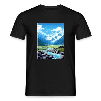 Fox Glacier Nouvelle-Zélande Vintage Travel Poster WPA - T-shirt homme - noir - Devant - AI Model Male 178 light (178cm)