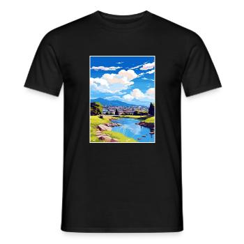 Hamilton Nouvelle-Zélande Nz Vintage Travel Poster WPA - T-shirt homme - noir - Devant - AI Model Male 178 light (178cm)