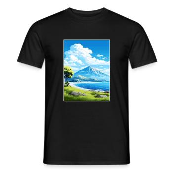 White Island Neuseeland Vintage Reiseposter WPA - Männer T-Shirt - Schwarz - Vorne - AI Model Male 178 light (178cm)