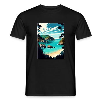 Abel Tasman Neuseeland Vintage Reiseposter WPA - Männer T-Shirt - Schwarz - Vorne - AI Model Male 178 light (178cm)