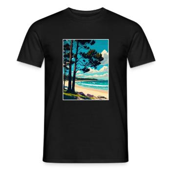 Manly Beach Australia Vintage Travel Poster WPA - Men's T-Shirt - black - Front - AI Model Male 178 light (178cm)