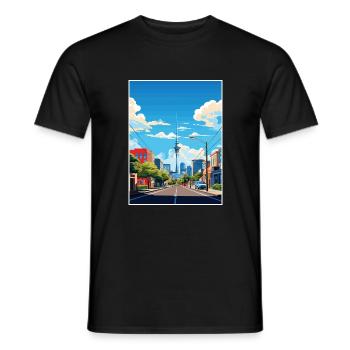 Auckland Nouvelle-Zélande Nz Vintage voyage affiche WPA - T-shirt homme - noir - Devant - AI Model Male 178 light (178cm)