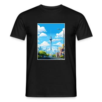 Auckland Nouvelle-Zélande Nz Vintage voyage affiche WPA - T-shirt homme - noir - Devant - AI Model Male 178 light (178cm)
