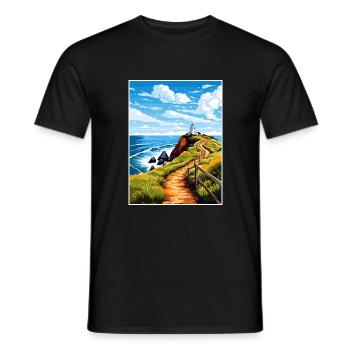 Nugget Point Neuseeland Vintage Reiseposter WPA - Männer T-Shirt - Schwarz - Vorne - AI Model Male 178 light (178cm)