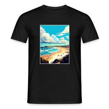 Newcastle Beach Australia Vintage Travel Poster - Men's T-Shirt - black - Front - AI Model Male 178 light (178cm)