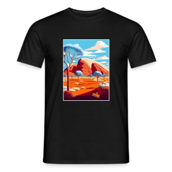 Uluṟu Kata Tjuṯa National Park Travel Poster - Men's T-Shirt - black - Front - AI Model Male 178 light (178cm)